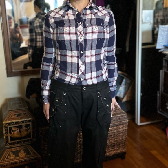 Denim & Supply Ralph Lauren Button Shirt cowgirl girls RL Plaid western snap - Picture 2 of 11